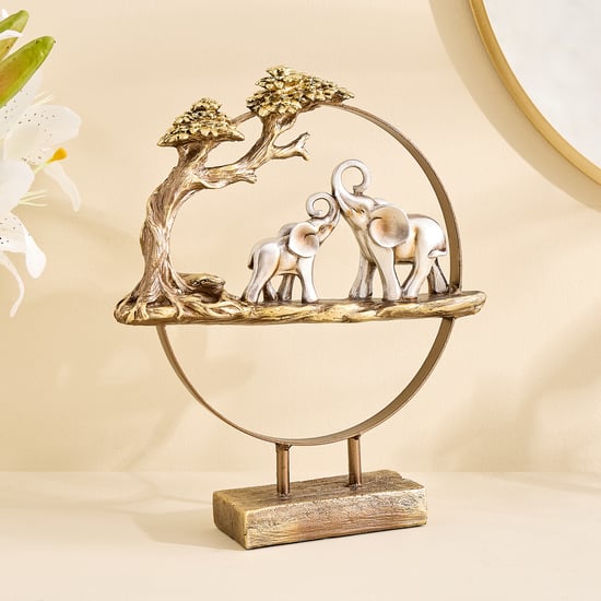 Corsica Meryl Polyresin Elephants with Metal Ring Figurine
