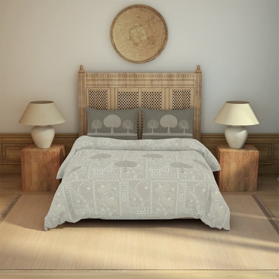 SPACES Rangana 210TC Cotton Printed 3Pcs Super King Bedsheet Set