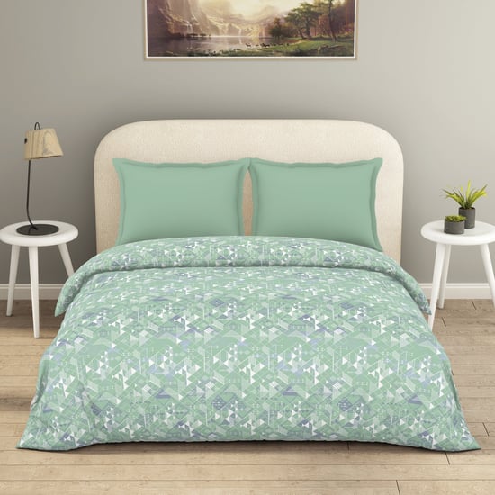SPACES Essentials Geometric Print Cotton Double Duvet Cover