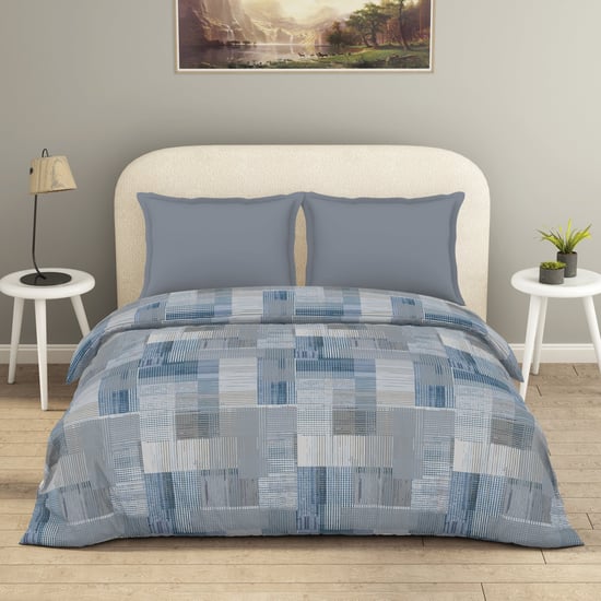SPACES Essentials Geometric Print Cotton Double Duvet Cover