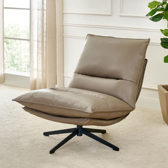 Magna Faux Leather Swivel Accent Chair - Brown