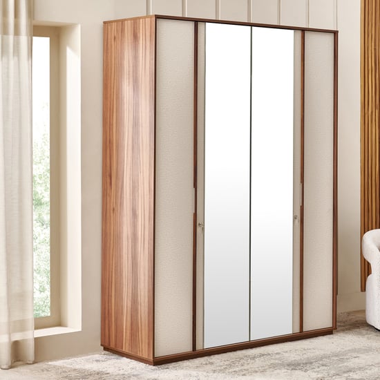 Shoji 4-Door Wardrobe with Mirrors - Brown