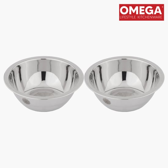 OMEGA Ivy Set of 2 Stainless Steel Printed Serving Bowls - 700ml