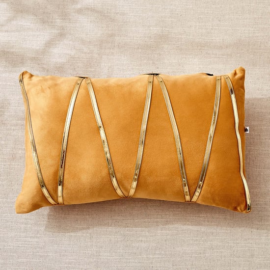 Corsica Gleam Lace Applique Filled Cushion - 50x30cm