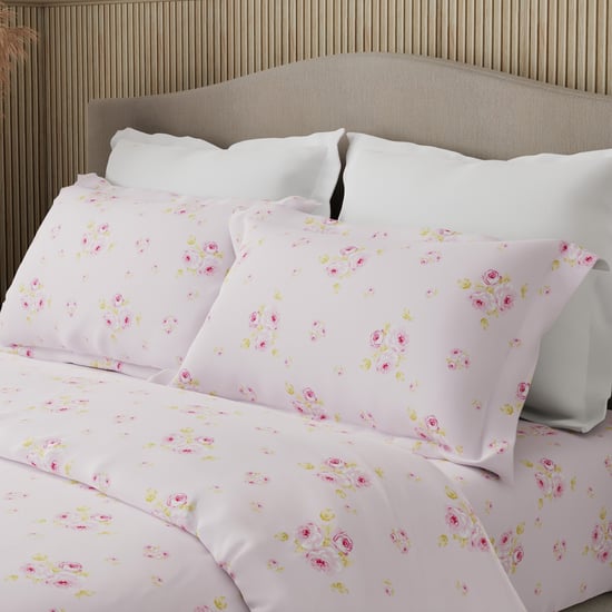 BOUTIQUE LIVING Nature Bouquet Cotton 300TC Floral Print 3Pcs Super King Bedsheet Set