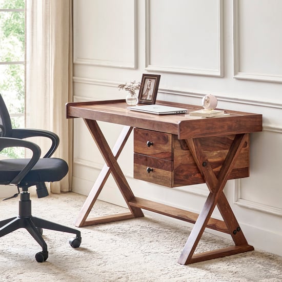Adana Grand Sheesham Wood Study Desk - Brown