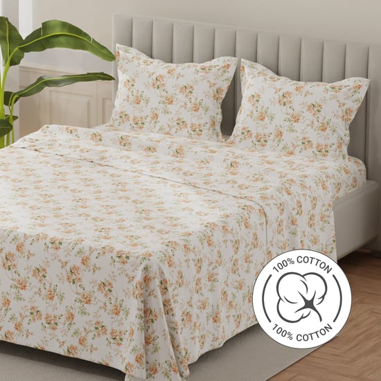 LAYERS Lumina Floret Cotton 140TC Floral Print 3Pcs Super King Bedsheet Set