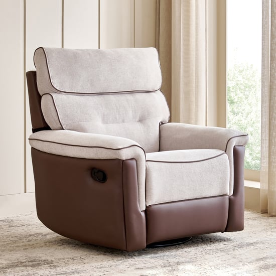Albert Fabric 1-Seater Swivel Recliner - Brown
