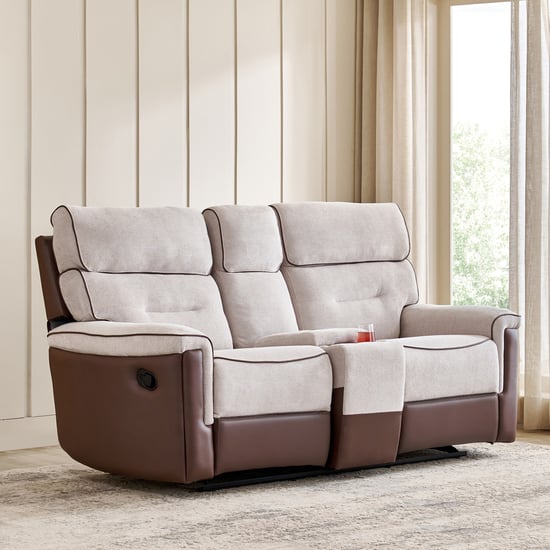 Albert Fabric 2-Seater Rocking Recliner - Brown