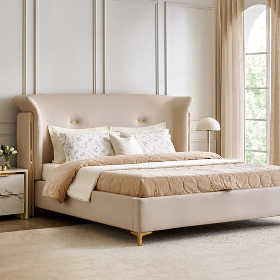 Modern Radiance Pulse Queen Bed with Hydraulic Storage - Ivory