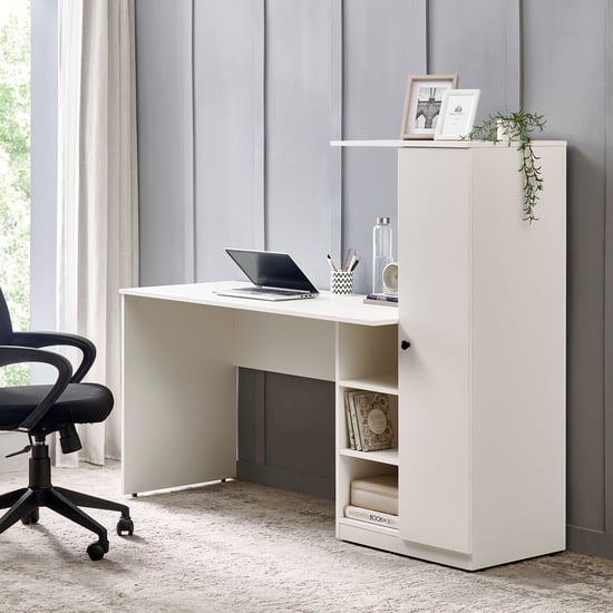 Helios Madison Study Desk with Cabinet - White