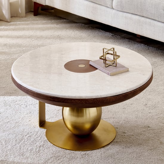 Nuqta Marble Top Coffee Table - Walnut