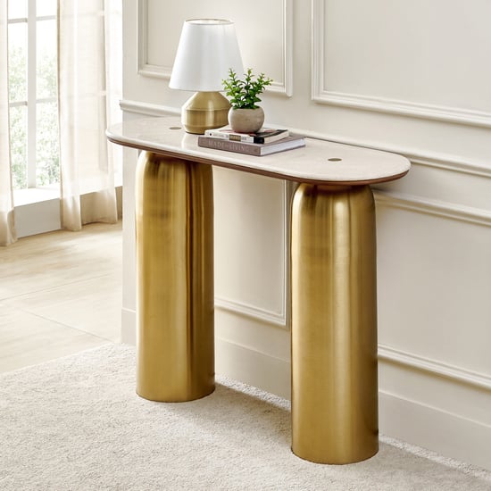 Nuqta Marble Top Console Table - Beige