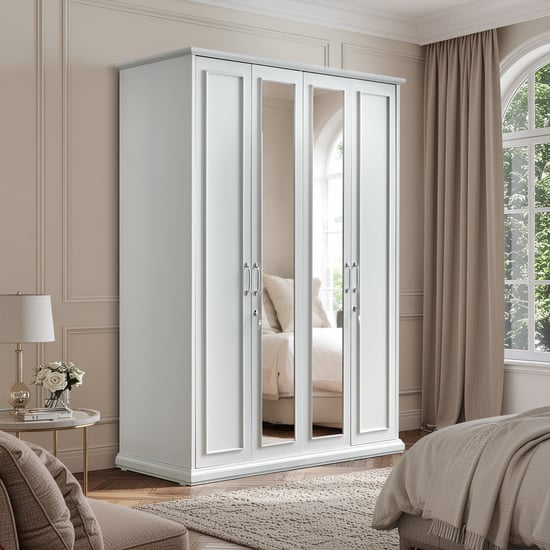 Estate 4-Door Wardrobe with Mirrors - White