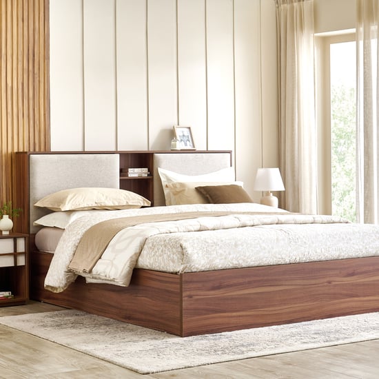 Shoji Zen King Bed with Box Storage - Brown