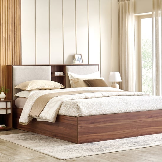 Shoji Zen Queen Bed with Box Storage - Brown