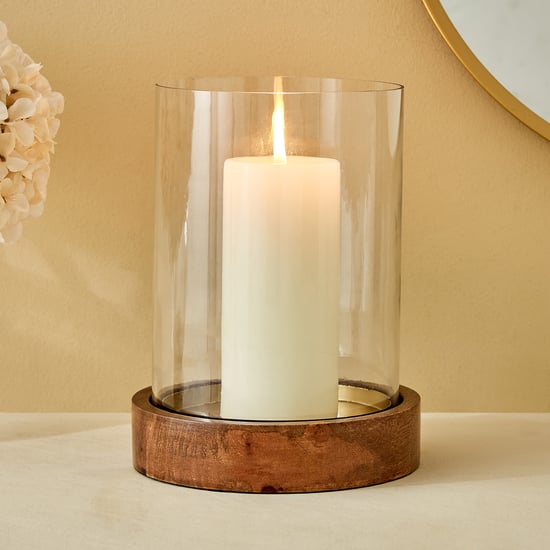 Splendid Dastkari Keith Mango Wood Hurricane Candle Holder - Large