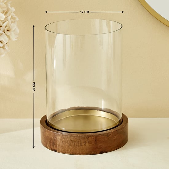 Splendid Dastkari Keith Mango Wood Hurricane Candle Holder - Large