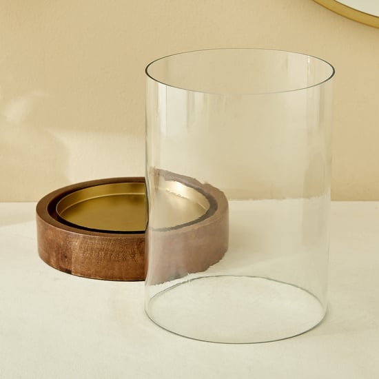 Splendid Dastkari Keith Mango Wood Hurricane Candle Holder - Large