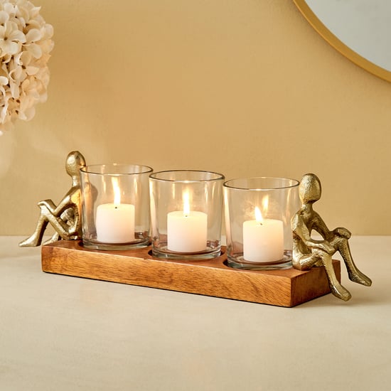 Splendid Dastkari Keith Mango Wood Multi Votive Candle Holder - Large