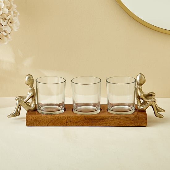Splendid Dastkari Keith Mango Wood Multi Votive Candle Holder - Large