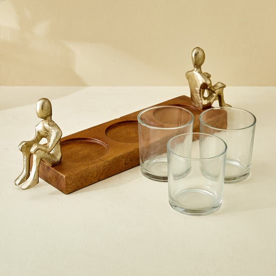 Splendid Dastkari Keith Mango Wood Multi Votive Candle Holder - Large