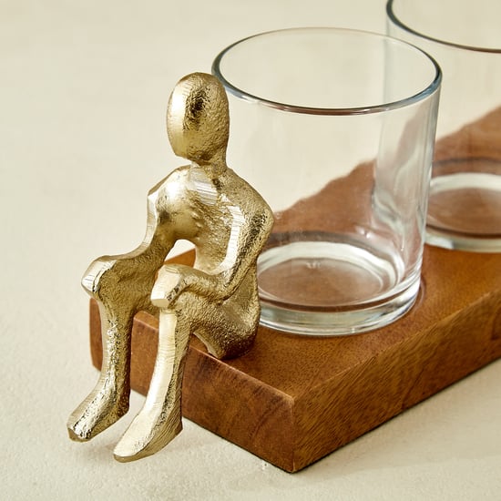 Splendid Dastkari Keith Mango Wood Multi Votive Candle Holder - Large