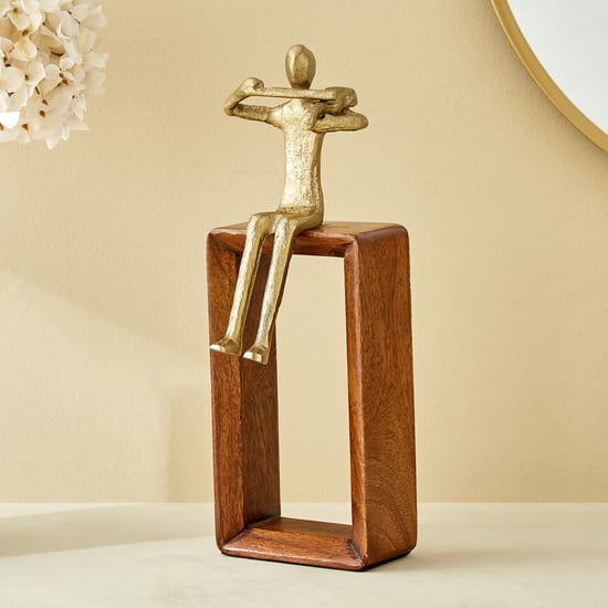 Splendid Dastkari Keith Mango Wood and Aluminium Man Playing Violin Figurine