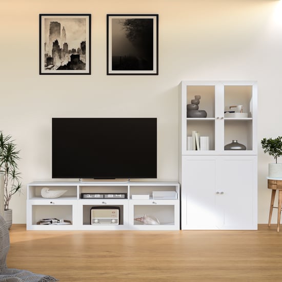 Soho Large TV Unit with Multipurpose Cabinet - White