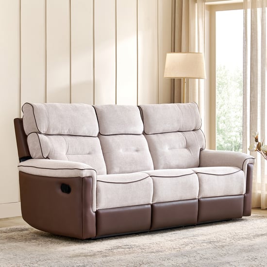 Albert Fabric 3-Seater Recliner - Brown