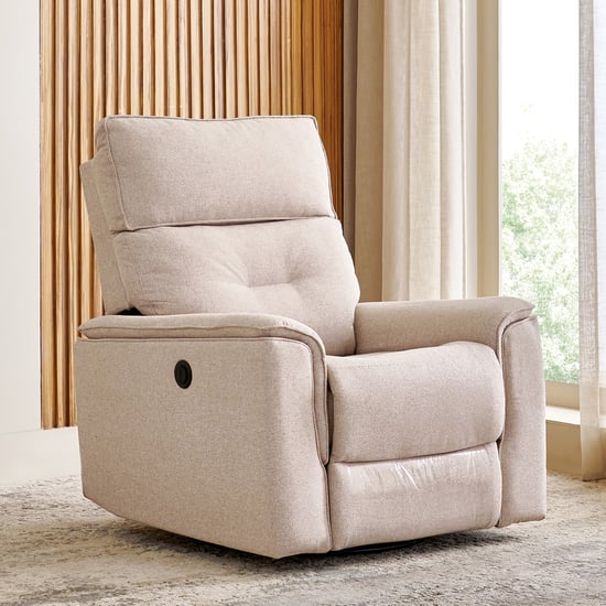 Daphne Fabric 1-Seater Swivel Electric Recliner - Brown