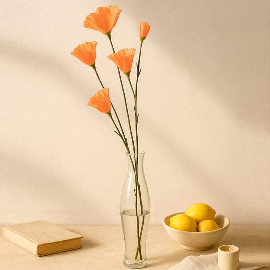 HOMESAKE Set of 2 Artificial Poppy Flower Sticks - 67.3cm