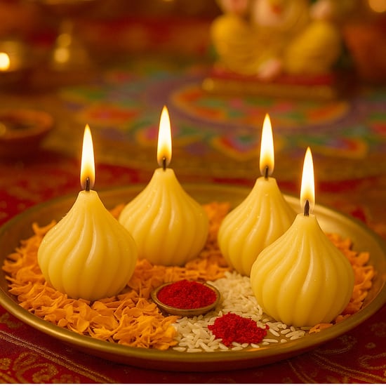 HOMESAKE Set of 4 Scented Modak Candles