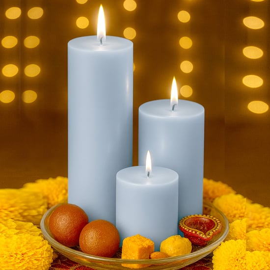 HOMESAKE Set of 3 Unscented Pillar Candles