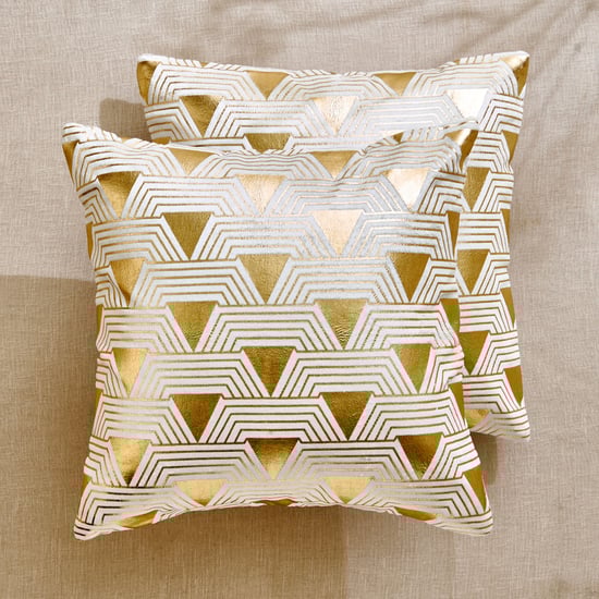 Corsica Diamond Set of 2 Foil Print Cushion Covers - 40x40cm