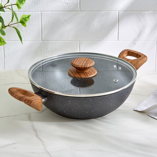 Allure Elbury Lian Aluminium Non-Stick Kadhai with Lid - 2.5L