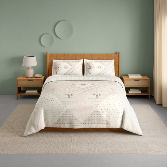 SPACES Innovations Cotton 210TC Geometric Print 3Pcs Super King Bedsheet Set