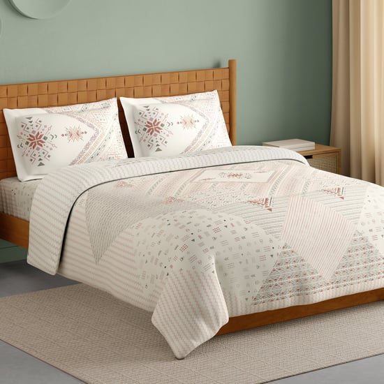 SPACES Innovations Cotton 210TC Geometric Print 3Pcs Super King Bedsheet Set