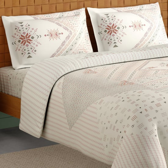 SPACES Innovations Cotton 210TC Geometric Print 3Pcs Super King Bedsheet Set