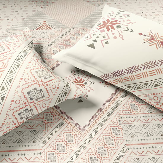 SPACES Innovations Cotton 210TC Geometric Print 3Pcs Super King Bedsheet Set