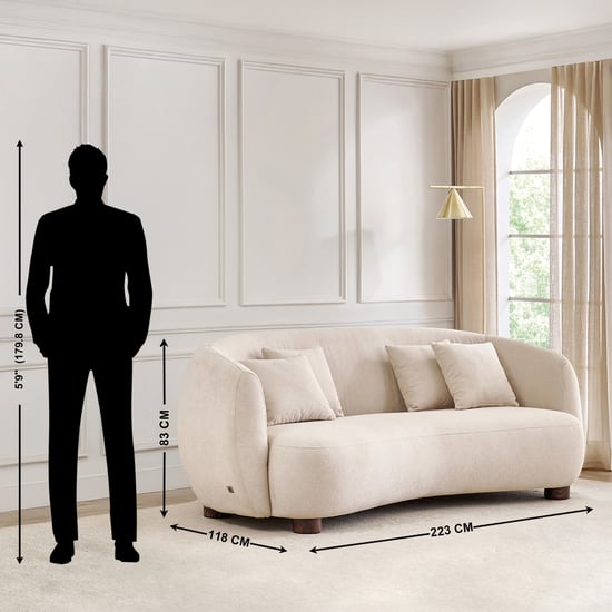 Kai Fabric 3-Seater Sofa with Cushions - Beige