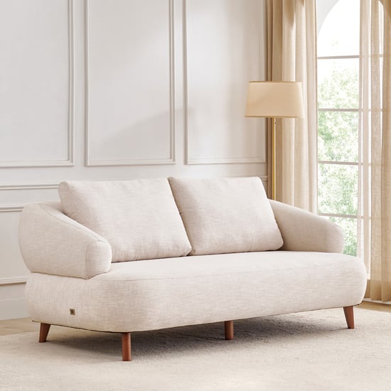 Nuqta Fabric 3-Seater Sofa with Cushions - Beige