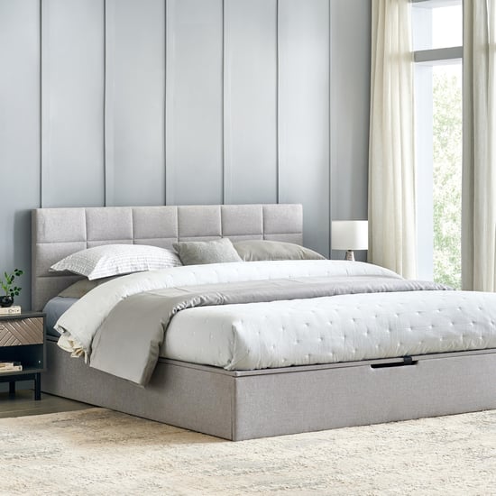Connect Square Queen Bed with Hydraulic Storage - Grey