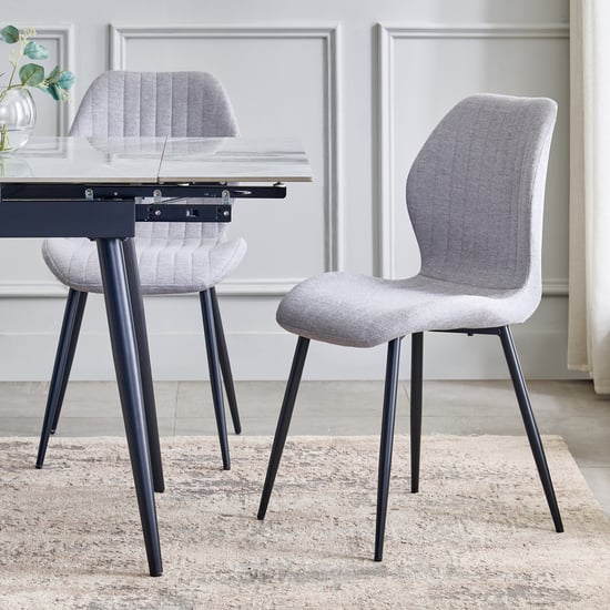 Arcane Ceramic Top 4-6 Seater Extendable Dining Set with Chairs - Grey