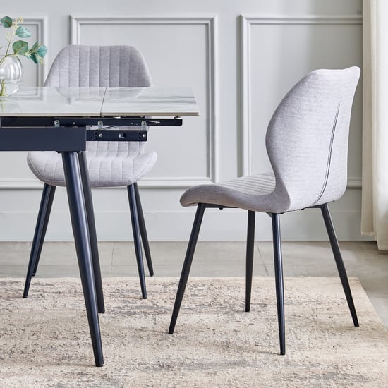 Arcane Ceramic Top 4-6 Seater Extendable Dining Set with Chairs - Grey