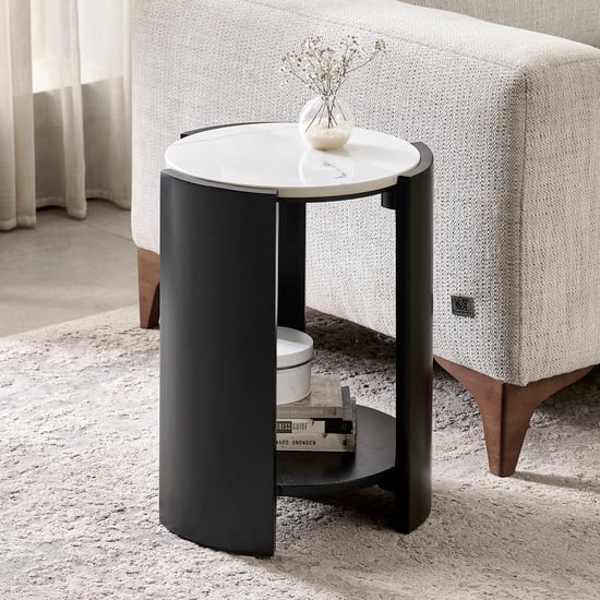 Norway Ceramic Top End Table - White