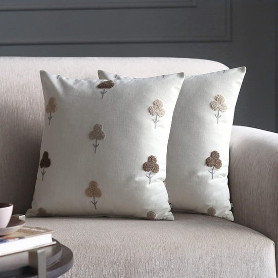 GM Meadow Prints Set of 2 Embroidered Cushion Covers - 30x30cm