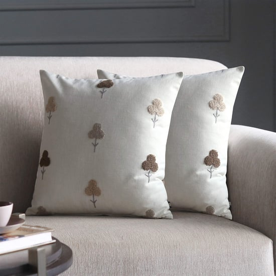 GM Meadow Prints Set of 2 Embroidered Cushion Covers - 60x60cm