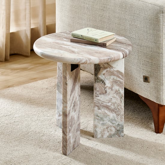 Hoover Marble End Table - Beige