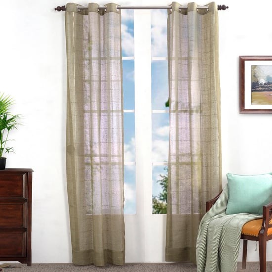 MASPAR Set of 2 Embroidered Light Filtering Door Curtains - 7.5ft (228cm)